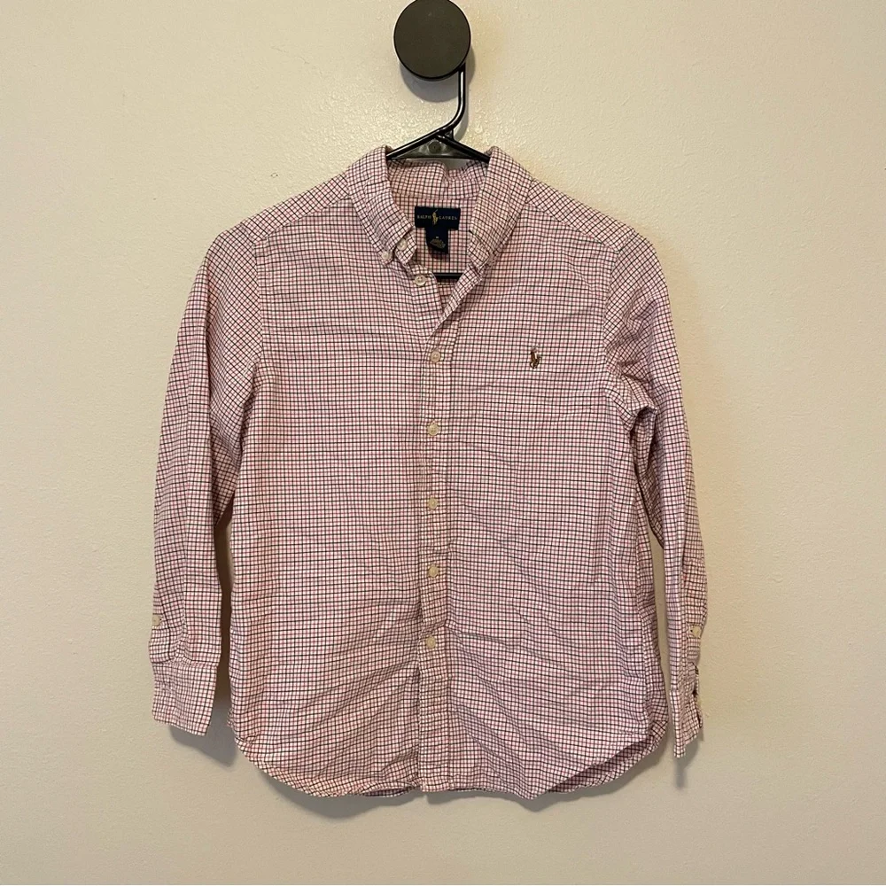 Boys Ralph Lauren Plaid Button Down Shirt Size Medium